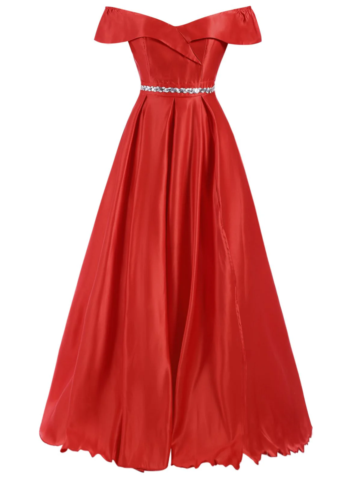 Rot 1950er Schulterfrei Maxi Abend Kleid - Image 2