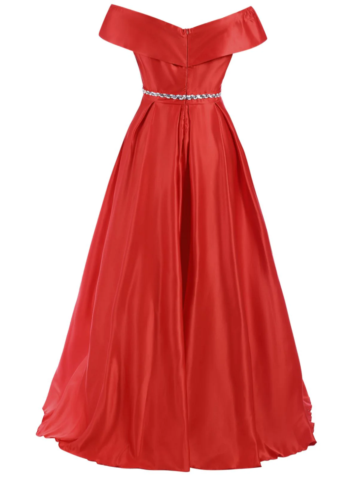 Rot 1950er Schulterfrei Maxi Abend Kleid - Image 3