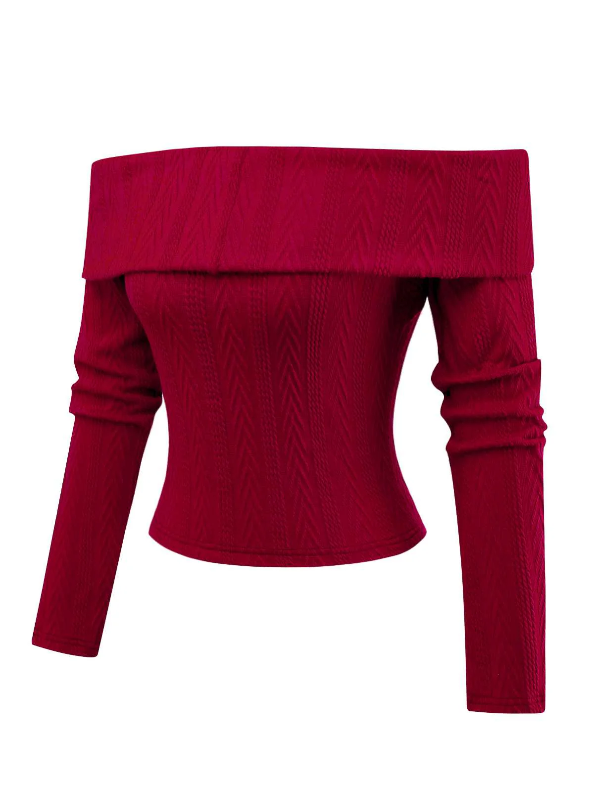 Rot 1950er Schulterfrei Stricken Pullover - Image 4