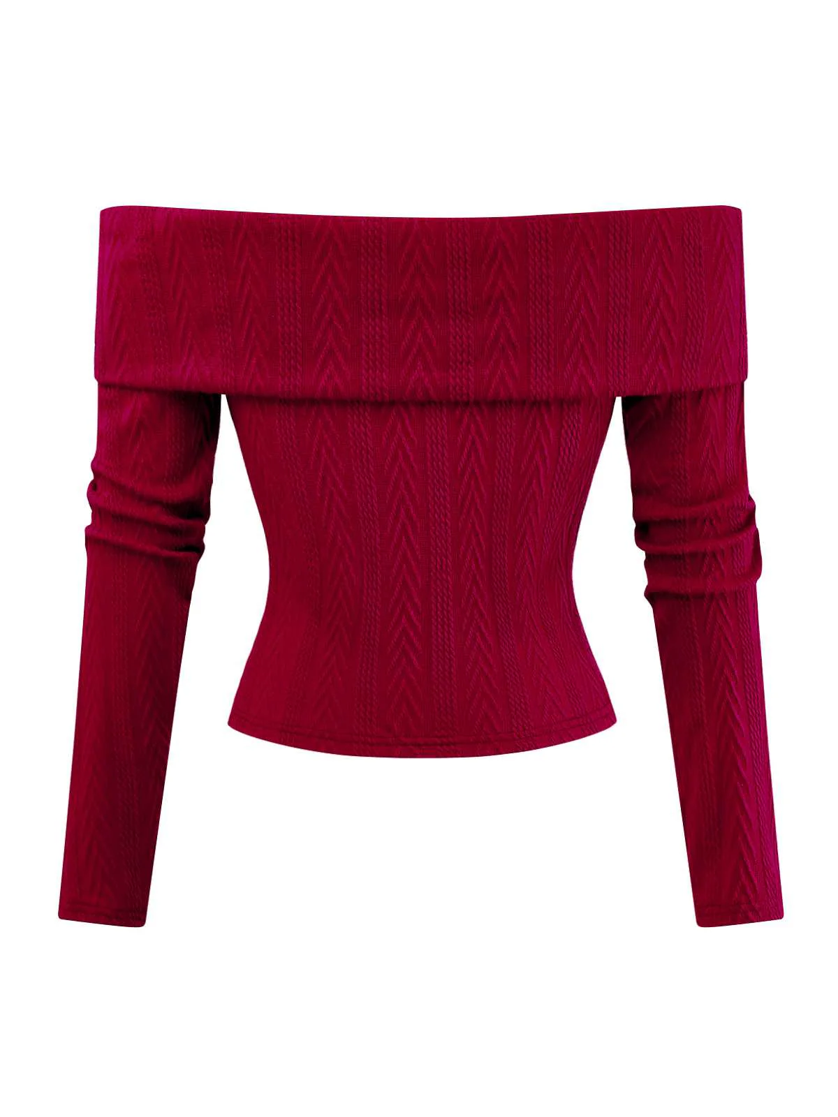 Rot 1950er Schulterfrei Stricken Pullover - Image 5