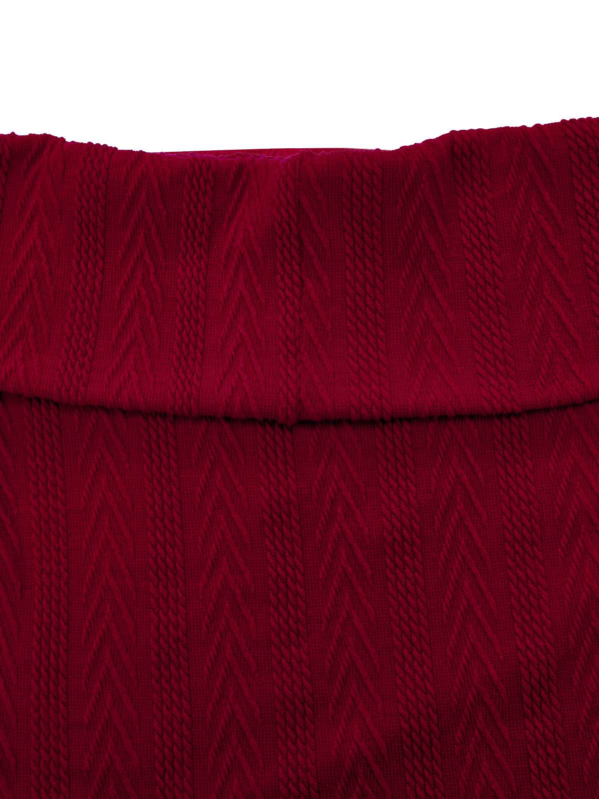 Rot 1950er Schulterfrei Stricken Pullover - Image 6