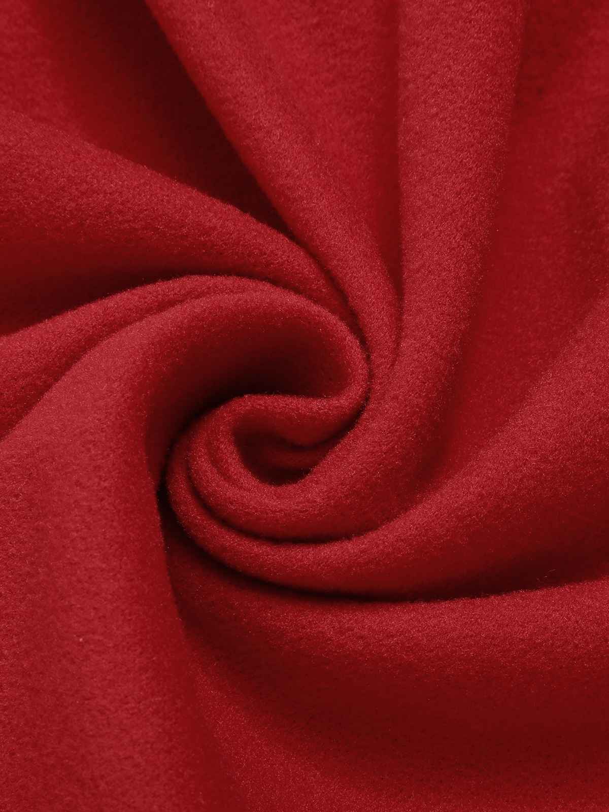 Rot 1950er Solide Farbe Revers Schmaler Mantel - Image 7