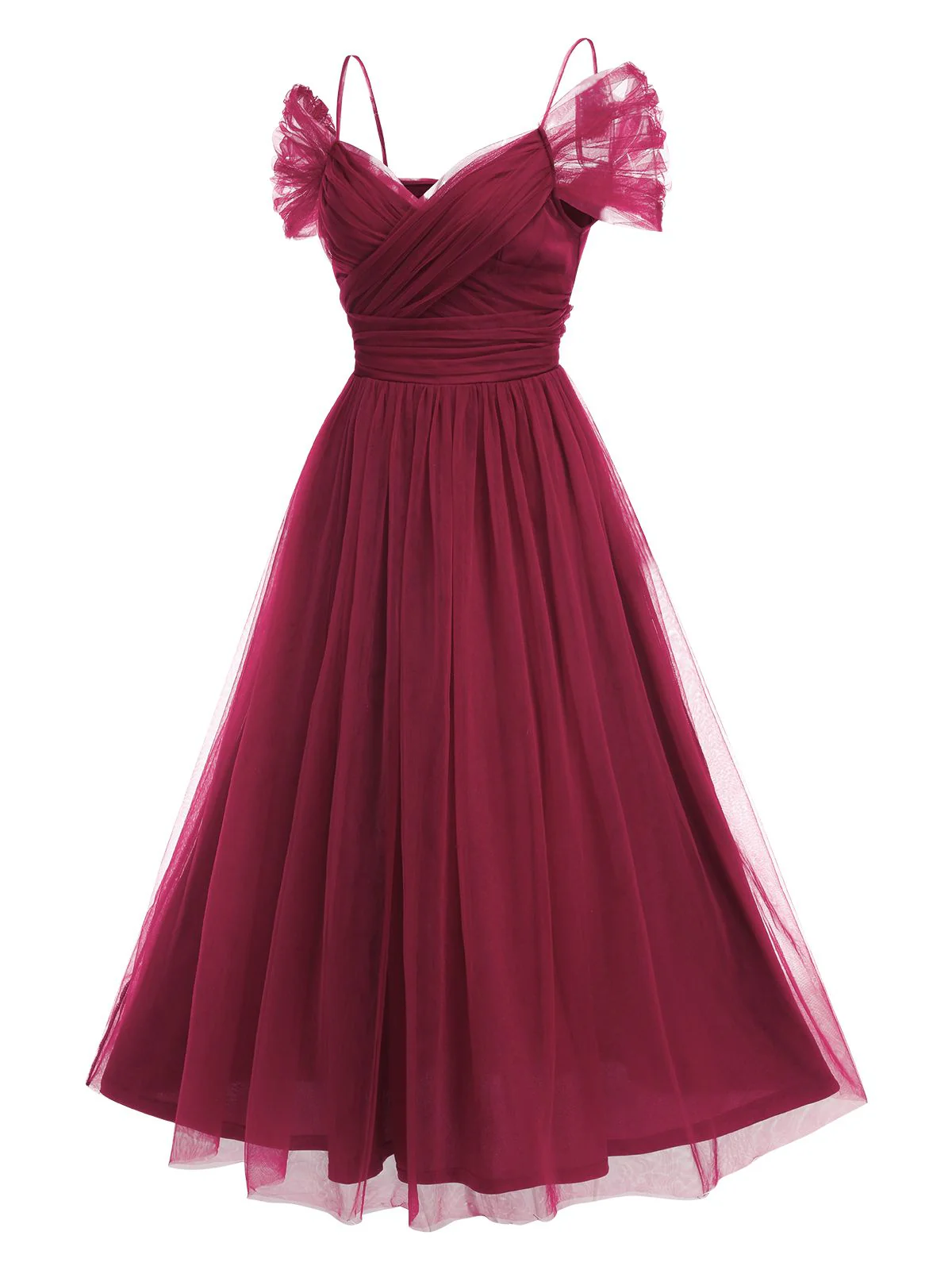 Grün 1950er Spaghetti Träger Schulterfrei Masche Kleid - Image 6