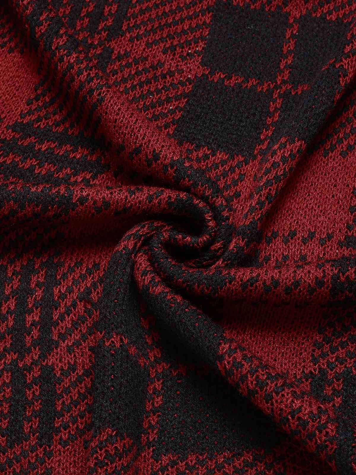 Rot 1950er Taschen Plaid Strickjacke - Image 4