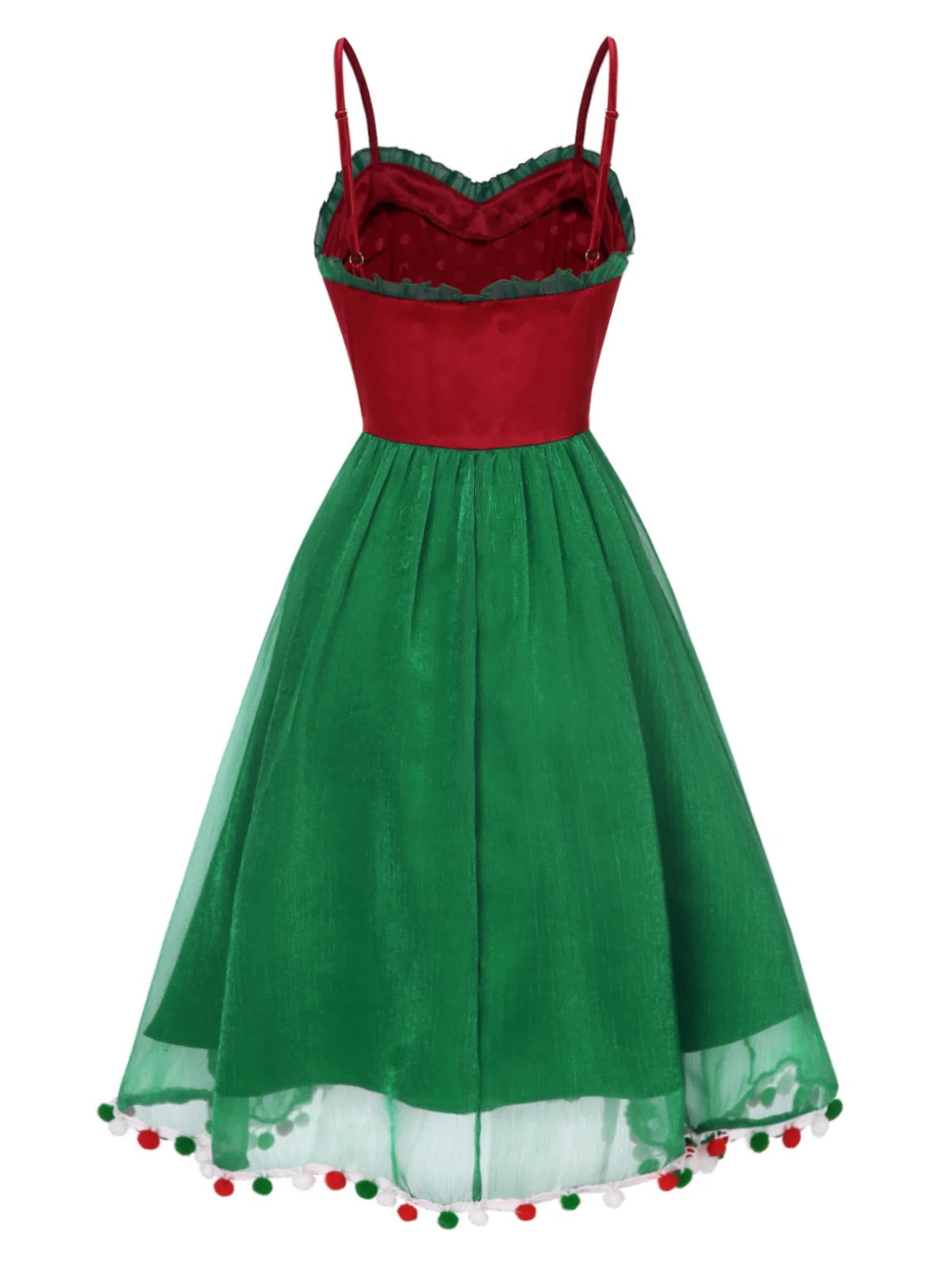 Rot 1950er Weihnachten Polka Dot Masche Kleid - Image 4