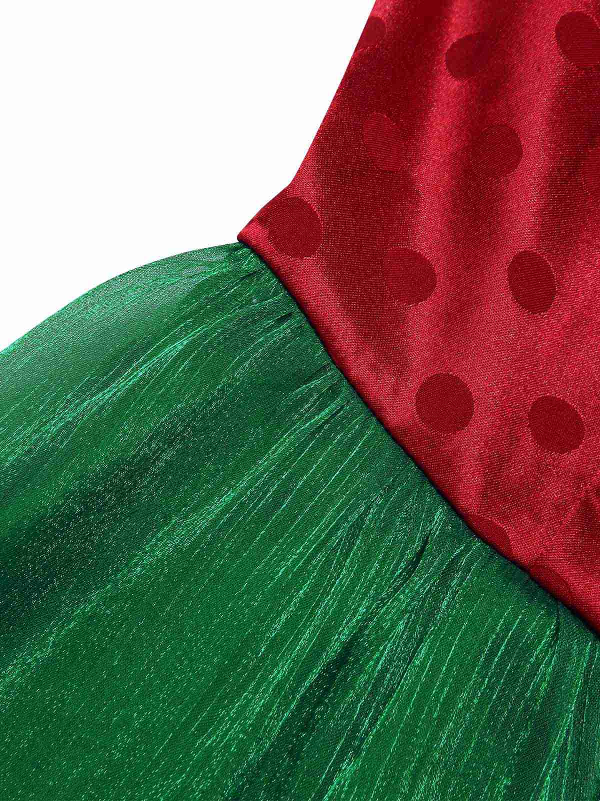 Rot 1950er Weihnachten Polka Dot Masche Kleid - Image 6
