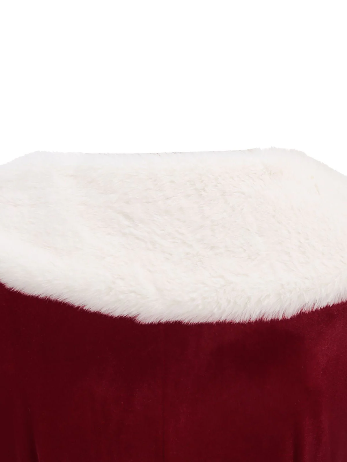 Rot 1950er Weihnachten Samt Santa Pelzkragen Perle Kleid - Image 4