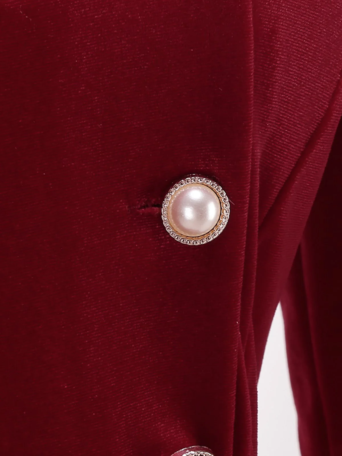 Rot 1950er Weihnachten Samt Santa Pelzkragen Perle Kleid - Image 5