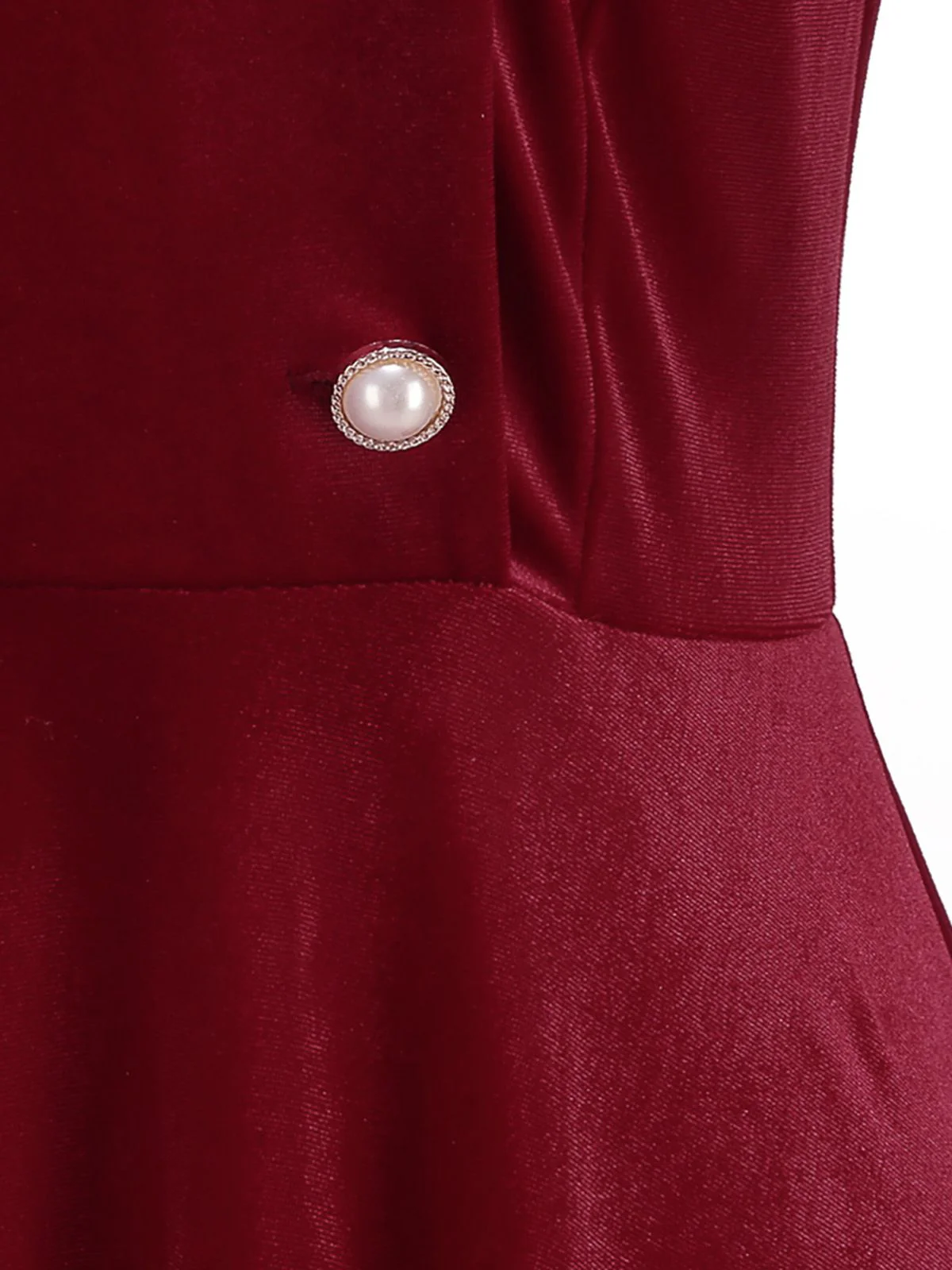 Rot 1950er Weihnachten Samt Santa Pelzkragen Perle Kleid - Image 6