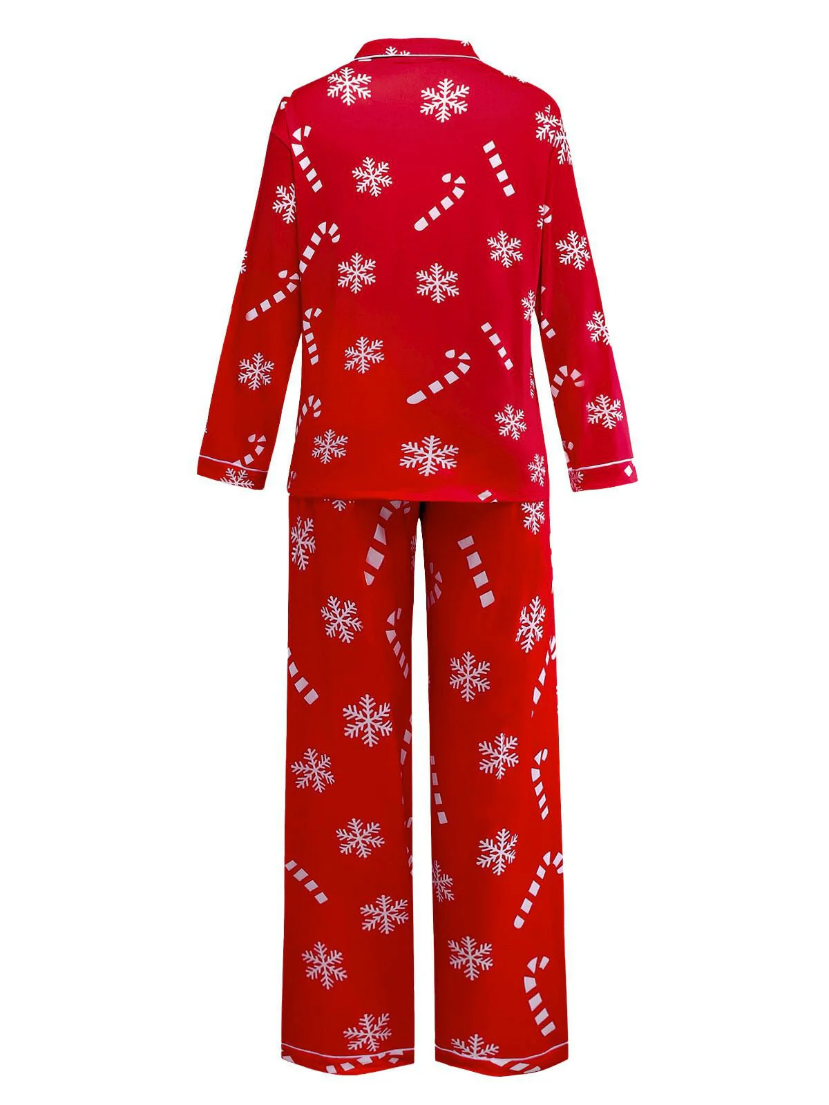 Rot 1950er Weihnachten Schneeflocke Zuckerstange Pajama Set - Image 2