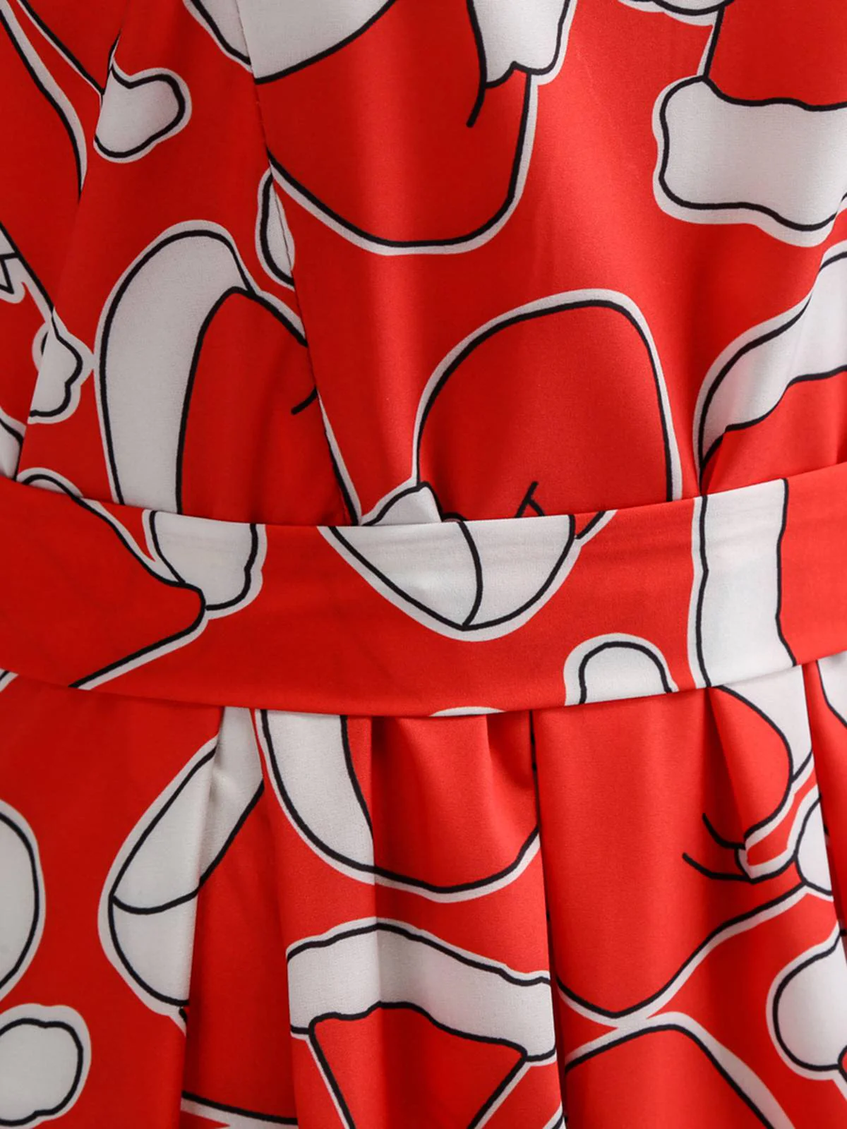 Rot 1950er Weihnachtsmütze Ärmellos Swing Kleid - Image 4