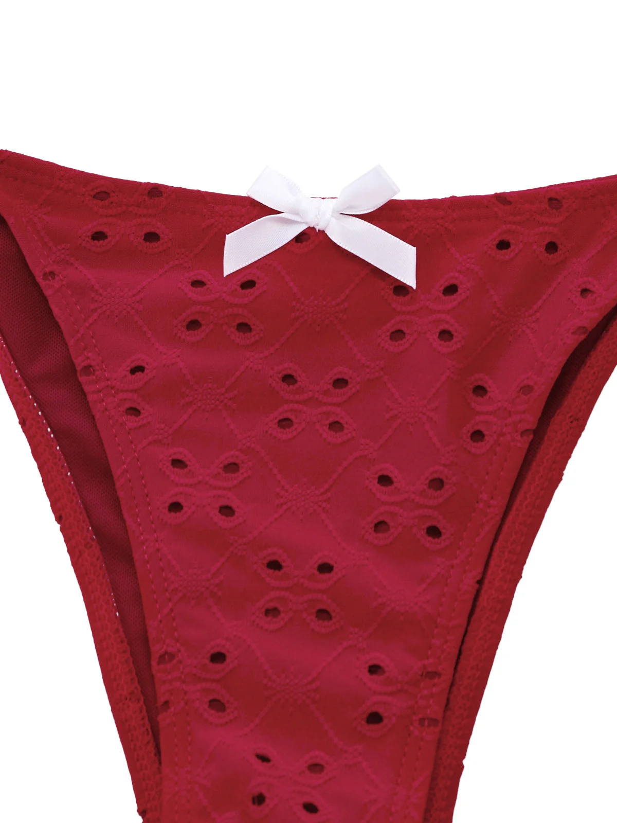 Rot 1960er Bestickt Cutout Rüschen Tankini Set - Image 7
