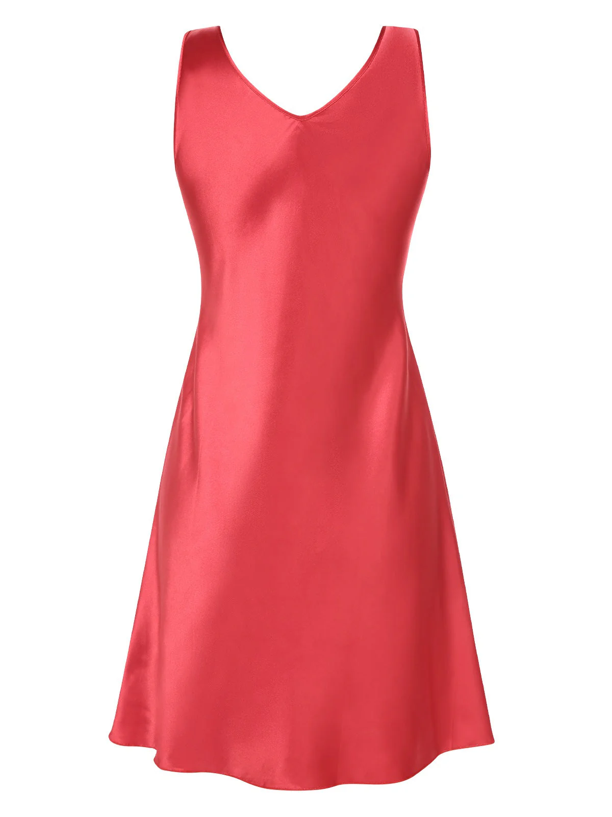 Rot 1960er Besticktes Spitze Patchwork Satin Nachthemd - Image 3