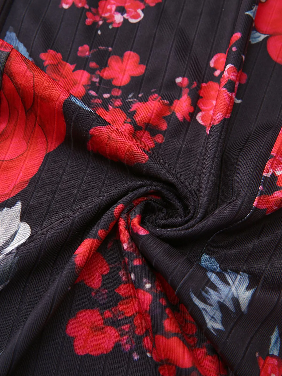 Rot 1960er Französisch Tee Blumen Schulterfrei Enges Kleid - Image 7