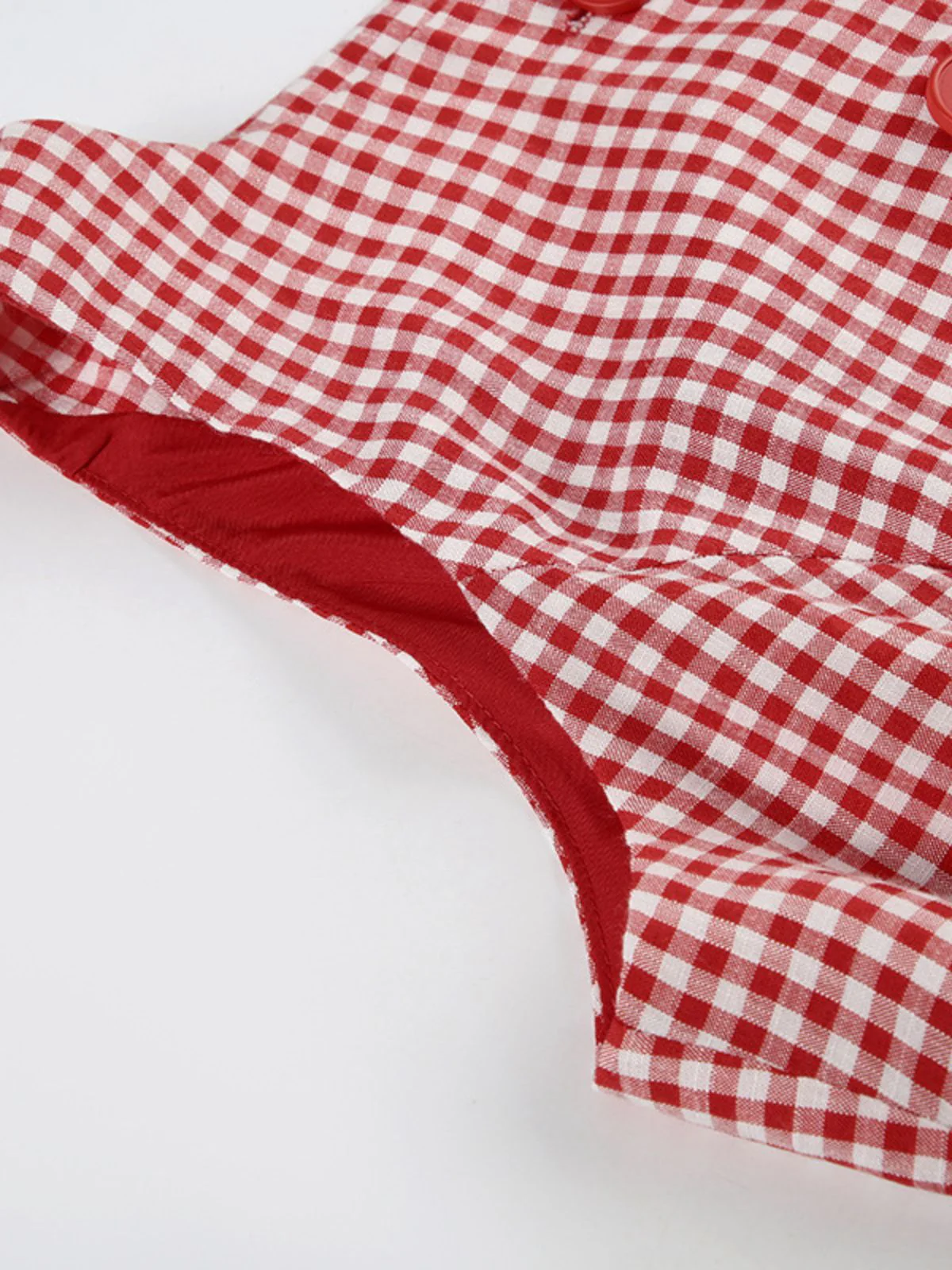 Rot 1960er Gingham Plaid Taste Ärmellos Kleid - Image 3