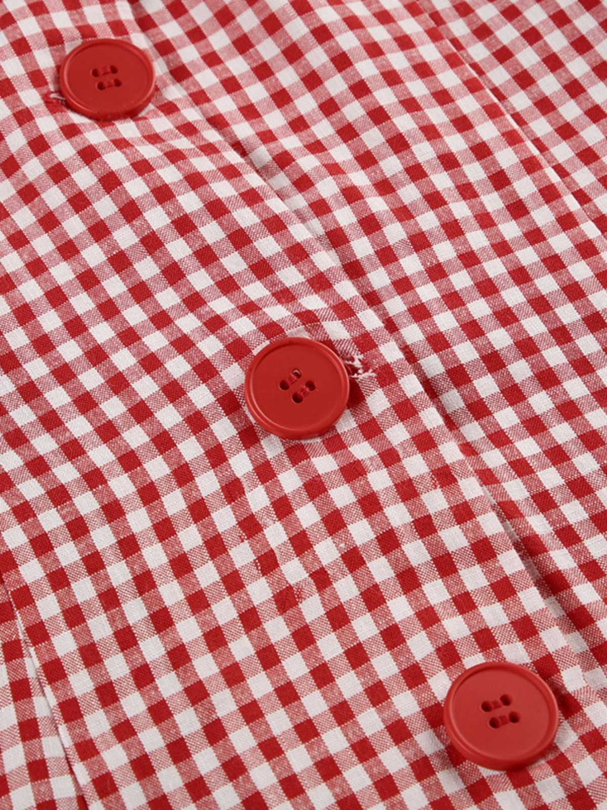 Rot 1960er Gingham Plaid Taste Ärmellos Kleid - Image 4