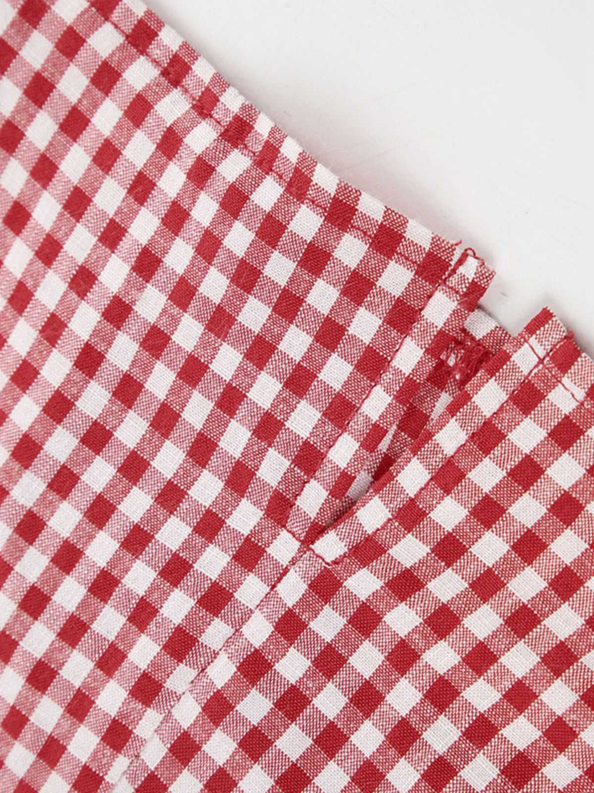 Rot 1960er Gingham Plaid Taste Ärmellos Kleid - Image 5