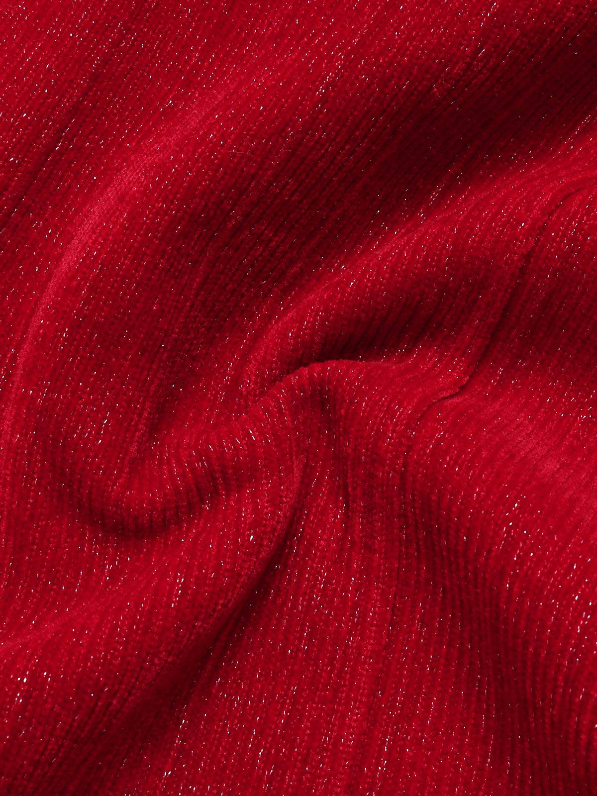 Rot 1960er Kunstpelz Schulterfrei Kleid - Image 9