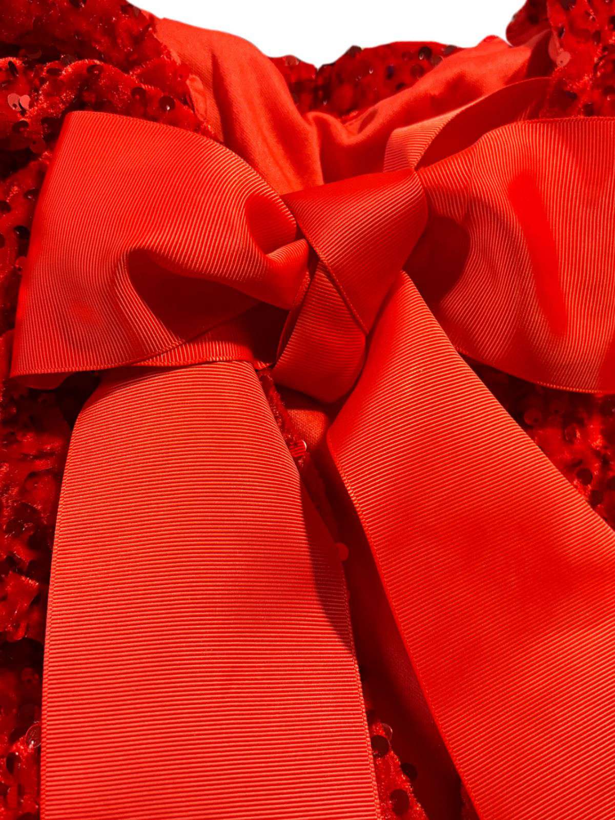 Rot 1960er Pailletten Bogen Rundhals Langarm Kleid - Image 10