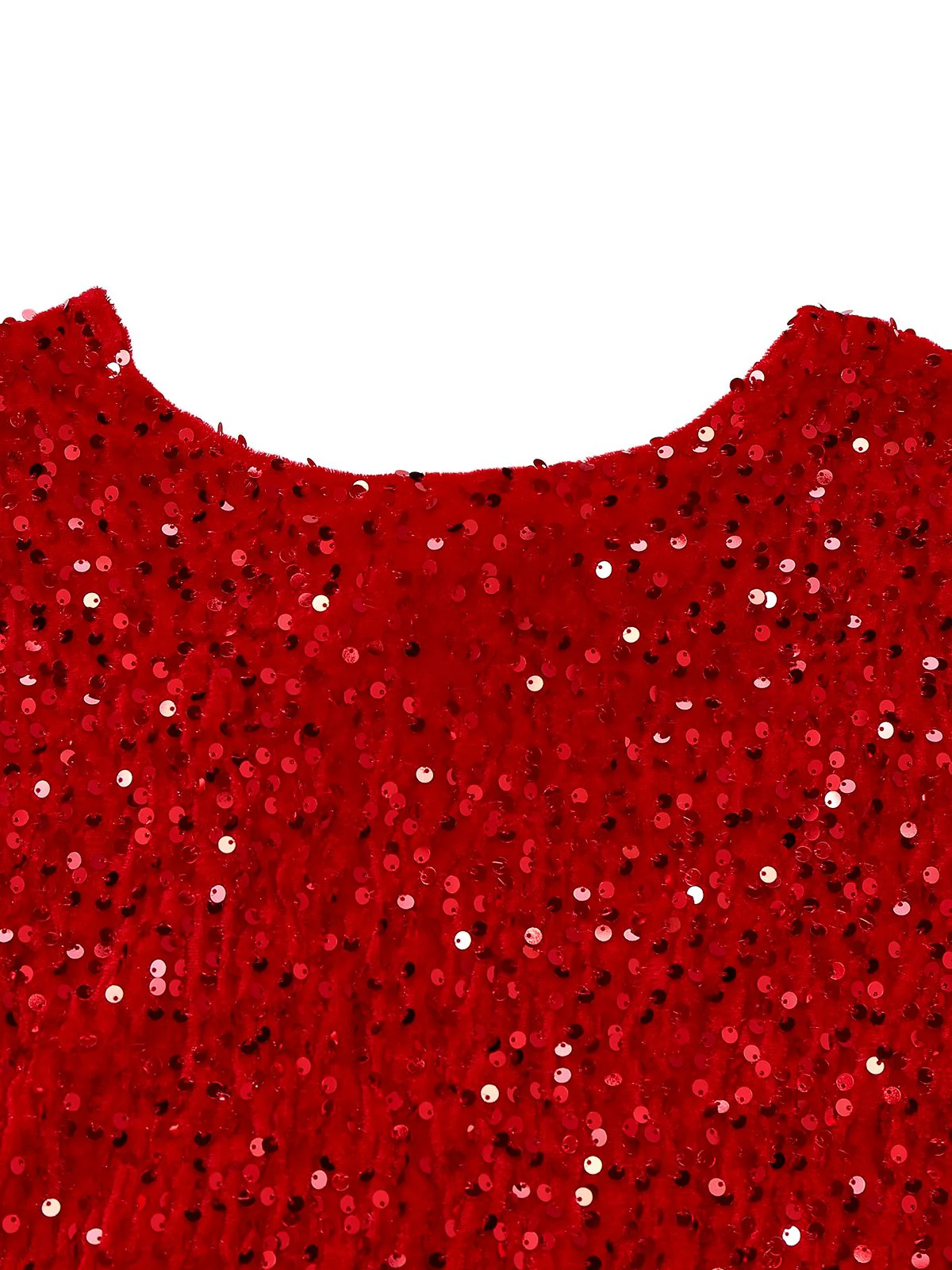 Rot 1960er Pailletten Bogen Rundhals Langarm Kleid - Image 3