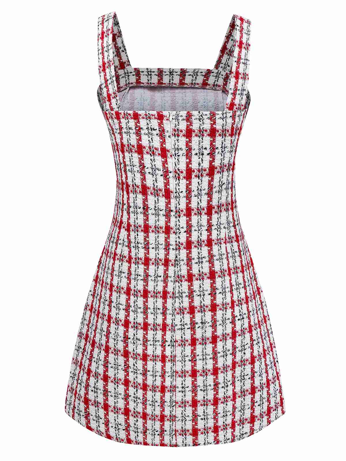 Rot 1960er Plaid Tweed Weste Kleid - Image 2