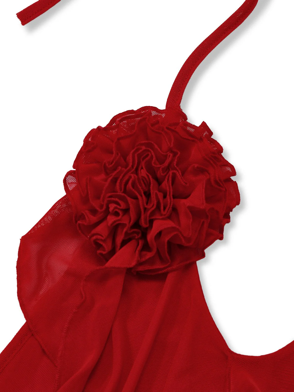 Rot 1960er Rüschen 3D Blumen Schnürung Halter Kleid - Image 5