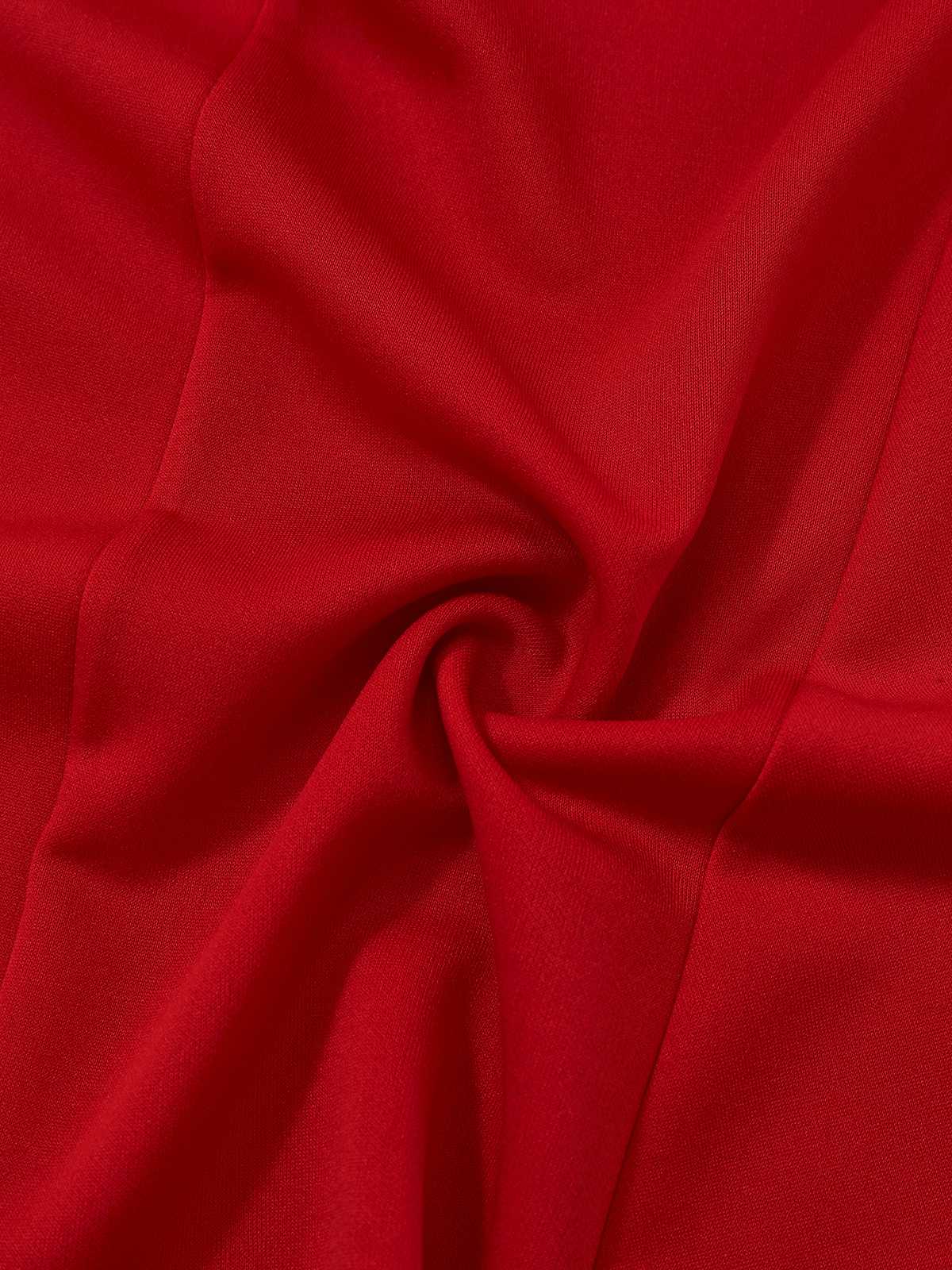 Rot 1960er Rüschensaum Asymmetrisch Ärmellos Kleid - Image 7