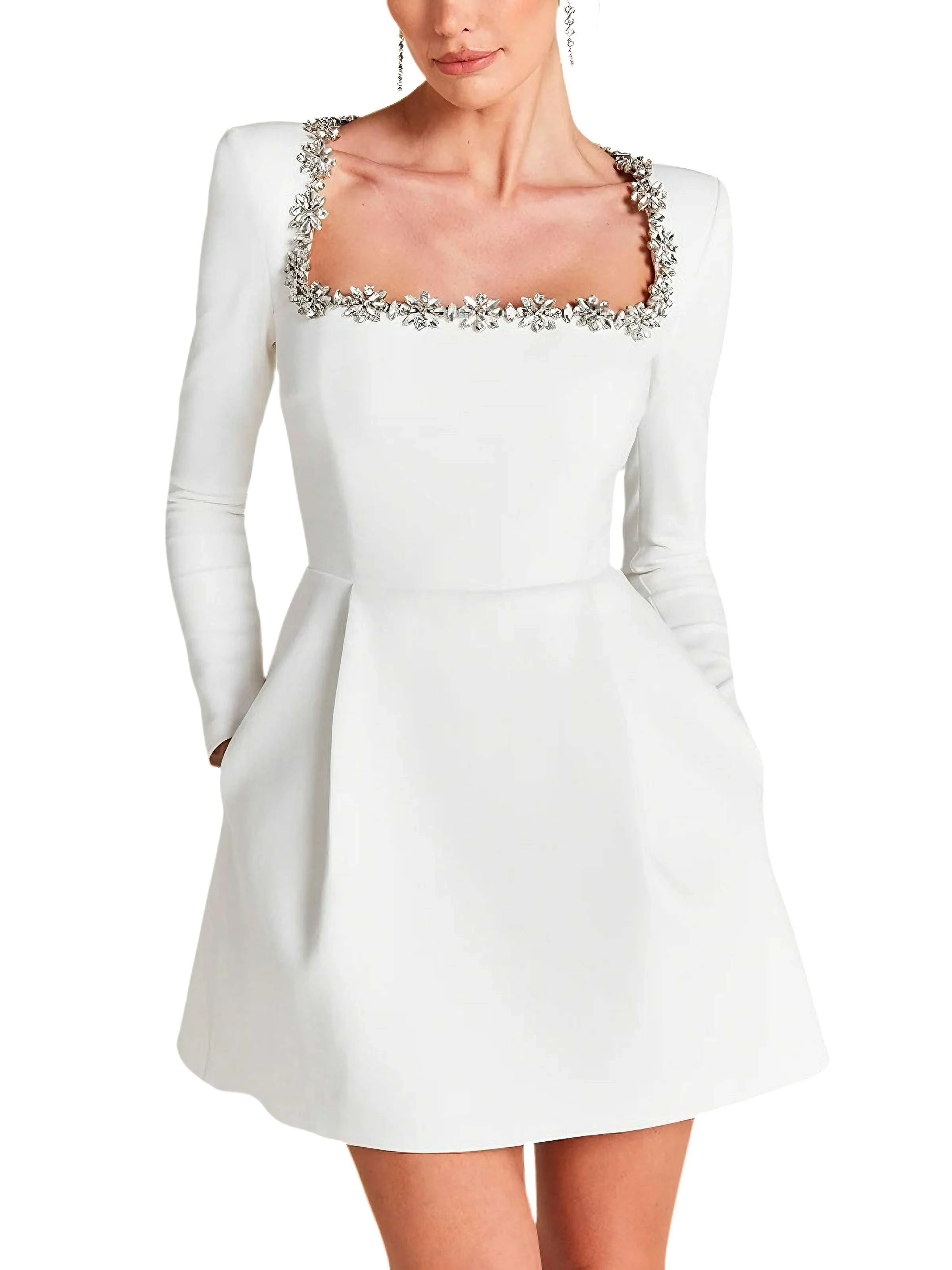 1960er Samt Diamant Quadrat Hals Kleid - Image 8