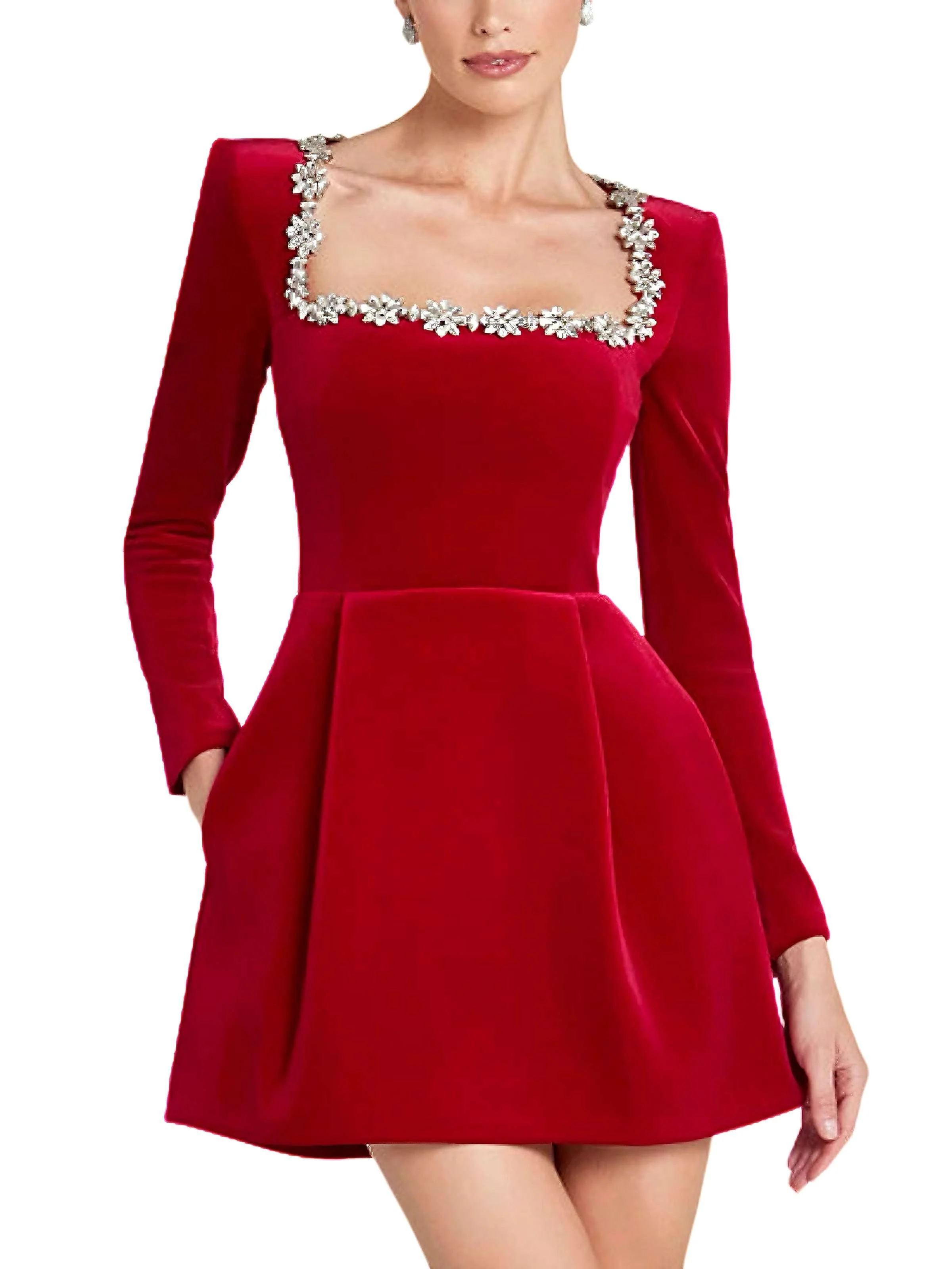 1960er Samt Diamant Quadrat Hals Kleid - Image 2