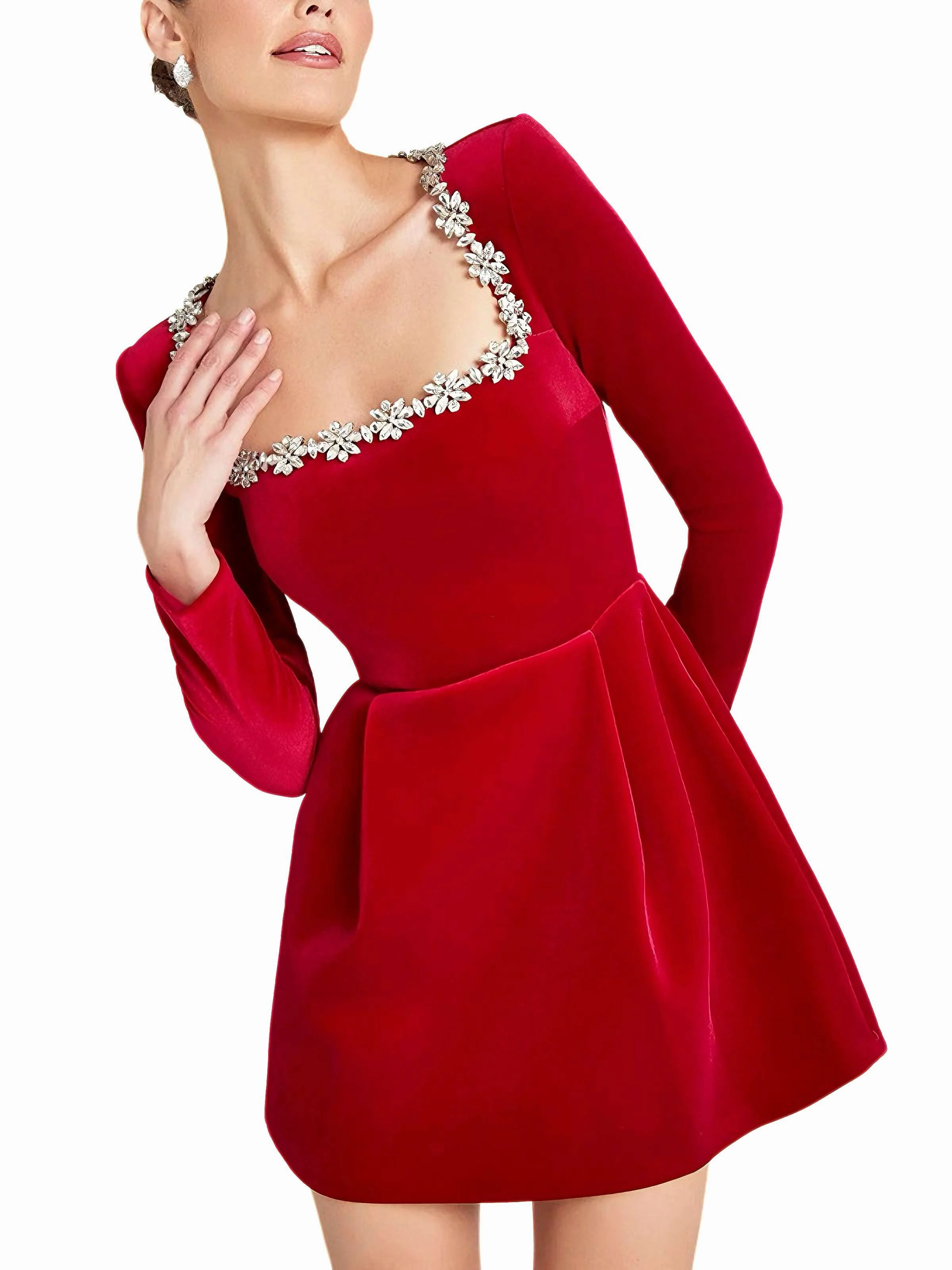 1960er Samt Diamant Quadrat Hals Kleid - Image 3