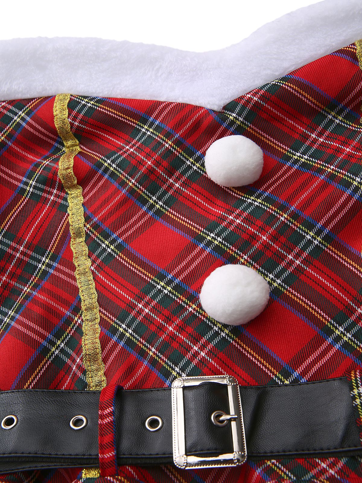 Rot 1960er Schulterfrei Plaid Weihnachten Kleid Set - Image 7