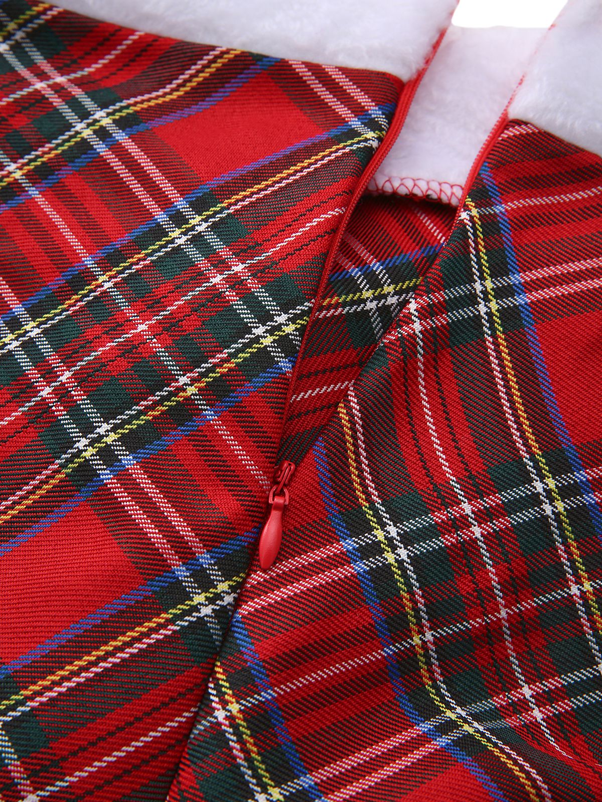 Rot 1960er Schulterfrei Plaid Weihnachten Kleid Set - Image 8