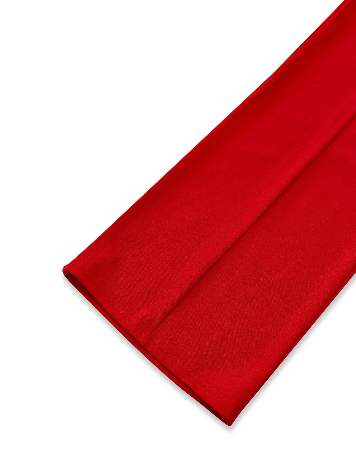 Rot 1960er Solide Durchsichtig Spitze Langarm Jumpsuit - Image 5
