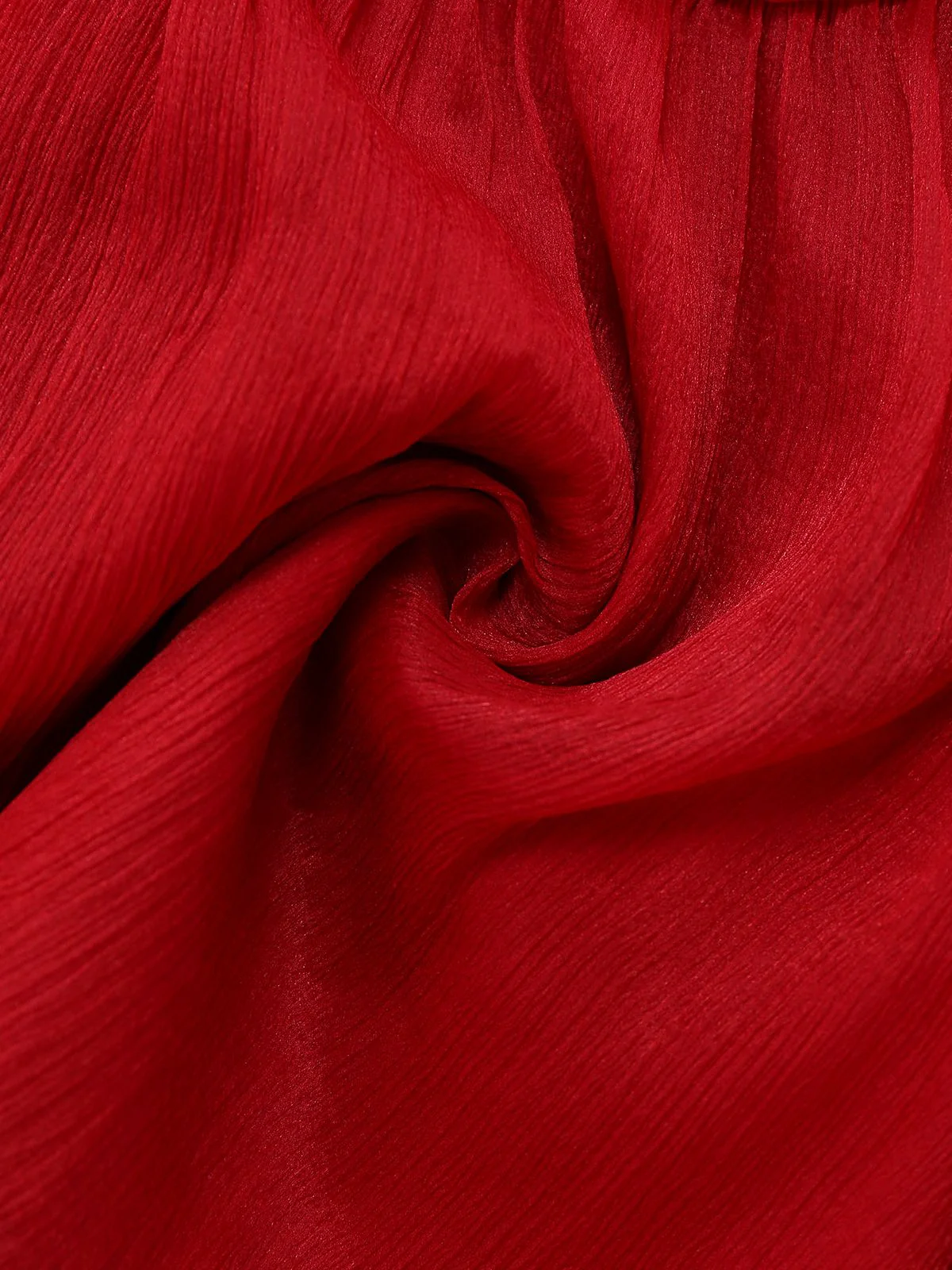 Rot 1960er Solide Gerüschtes Krawattenhals Langarm Kleid - Image 6
