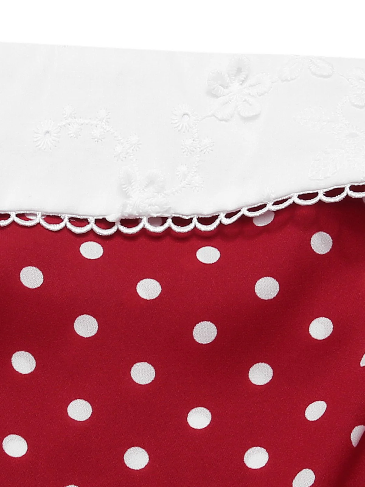 Rot 1960er Spitze Patchwork Tupfen Plissiertes Kleid - Image 5
