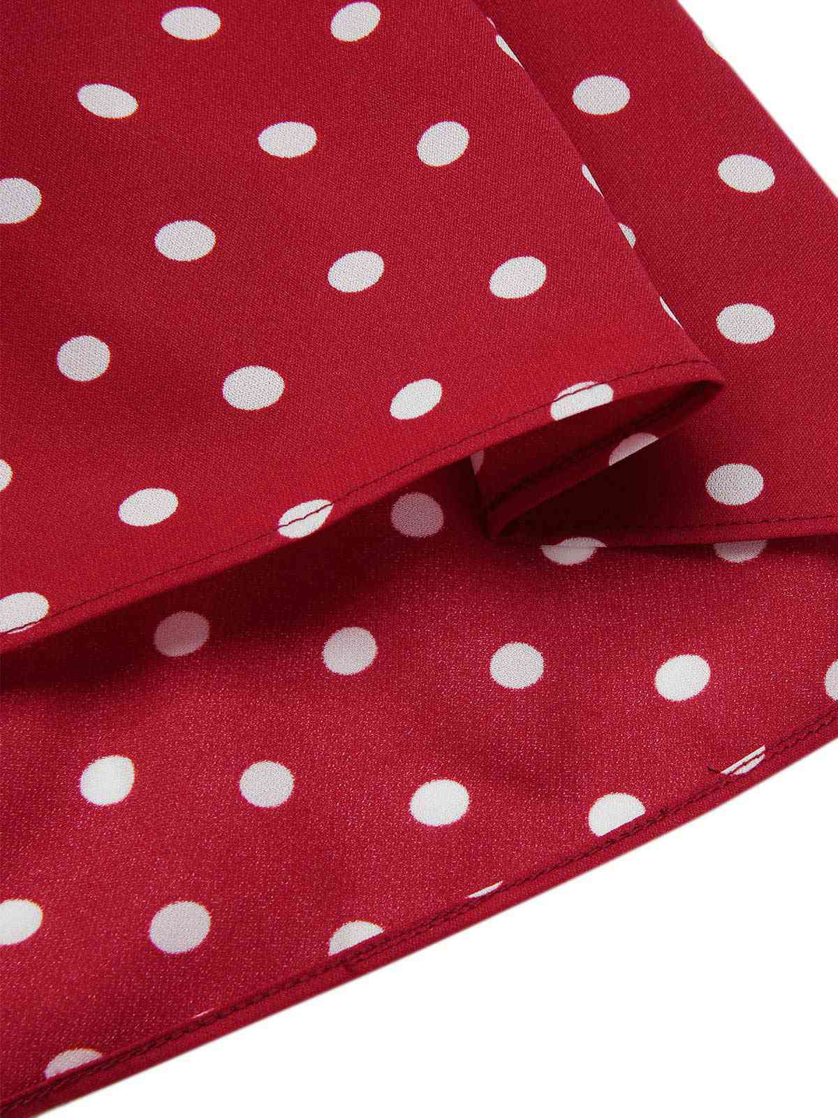 Rot 1960er Spitze Patchwork Tupfen Plissiertes Kleid - Image 7
