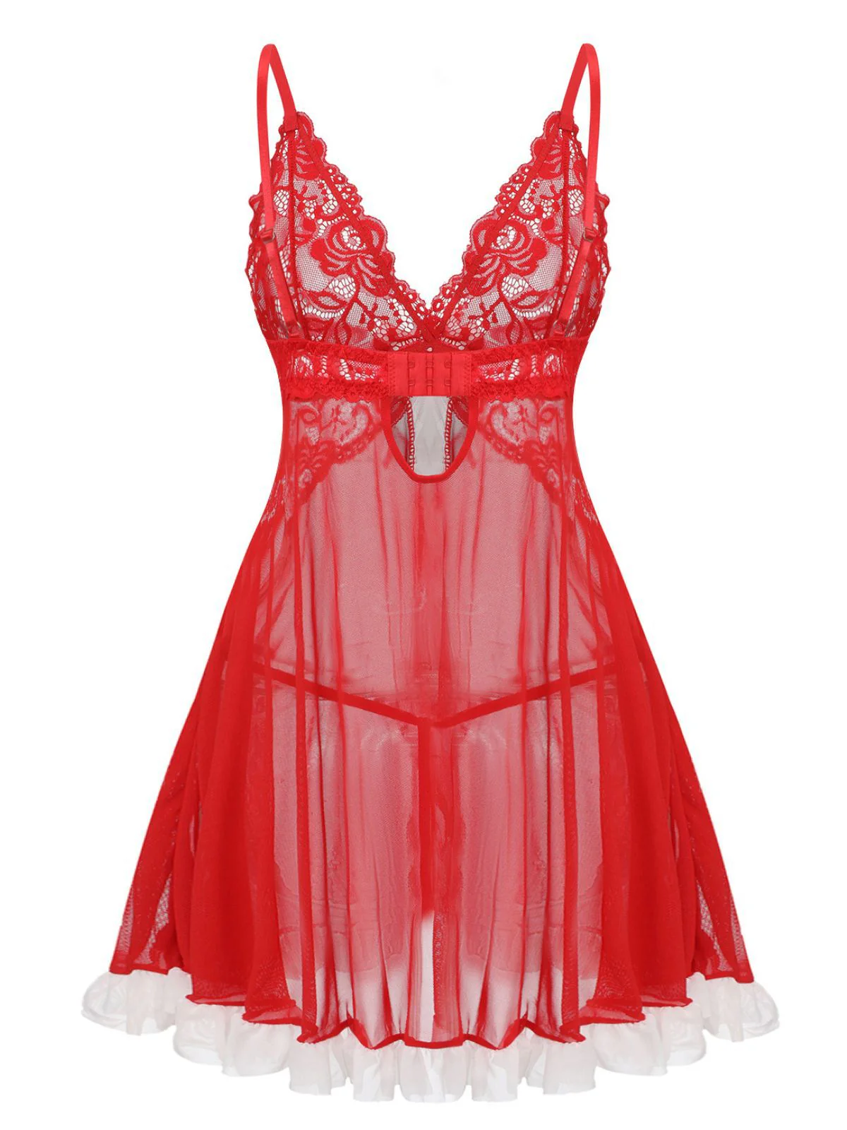 Rot 1960er Spitze Slip Nachthemd Set - Image 3