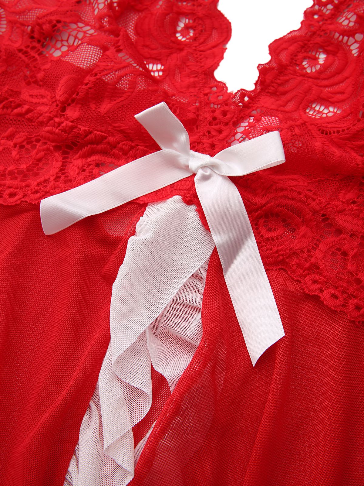 Rot 1960er Spitze Slip Nachthemd Set - Image 4