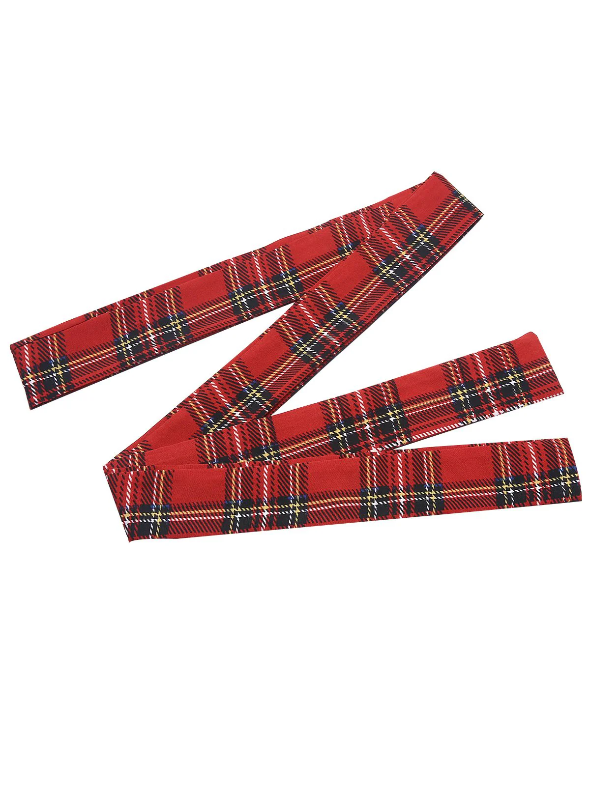 Rot 1960er Tartan Plaids Rüschensaum Gürtel Kleid - Image 4