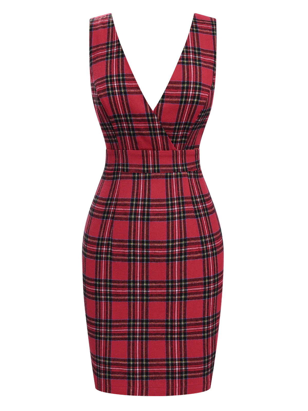 Rot 1960er Tartan Plaids Straps Kleid - Image 2