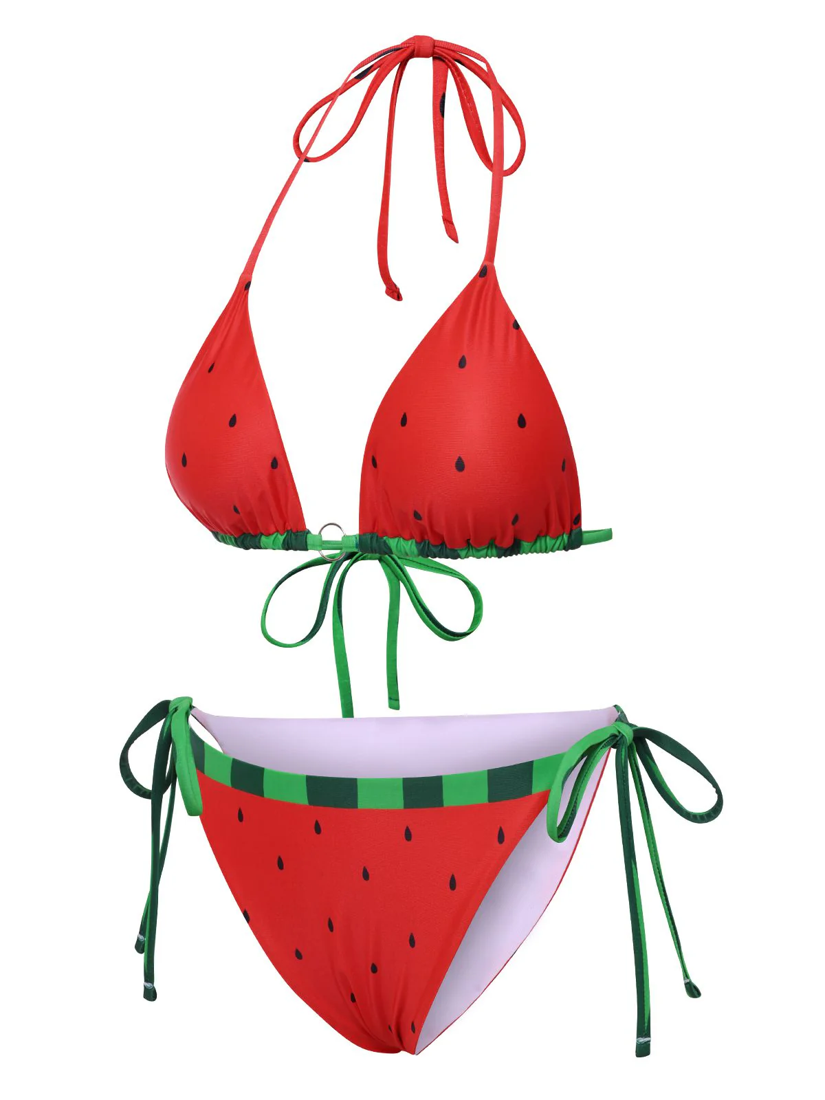 Rot 1960er Wassermelone Bogen Tie Bikini Set - Image 4
