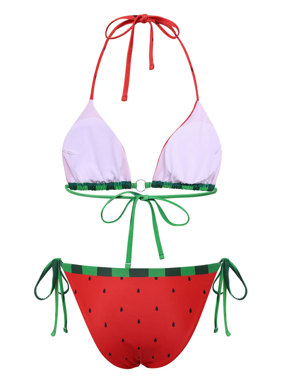 Rot 1960er Wassermelone Bogen Tie Bikini Set - Image 5