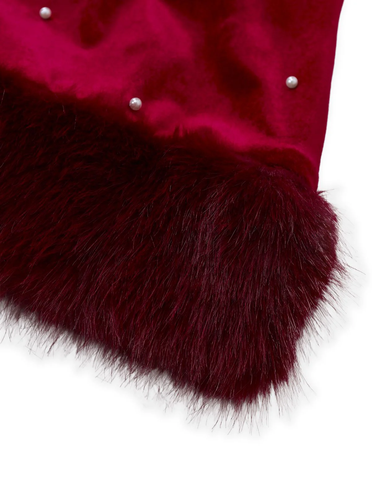 Rot 1960er Weihnachten Perlen Bogen Samt Kleid - Image 6