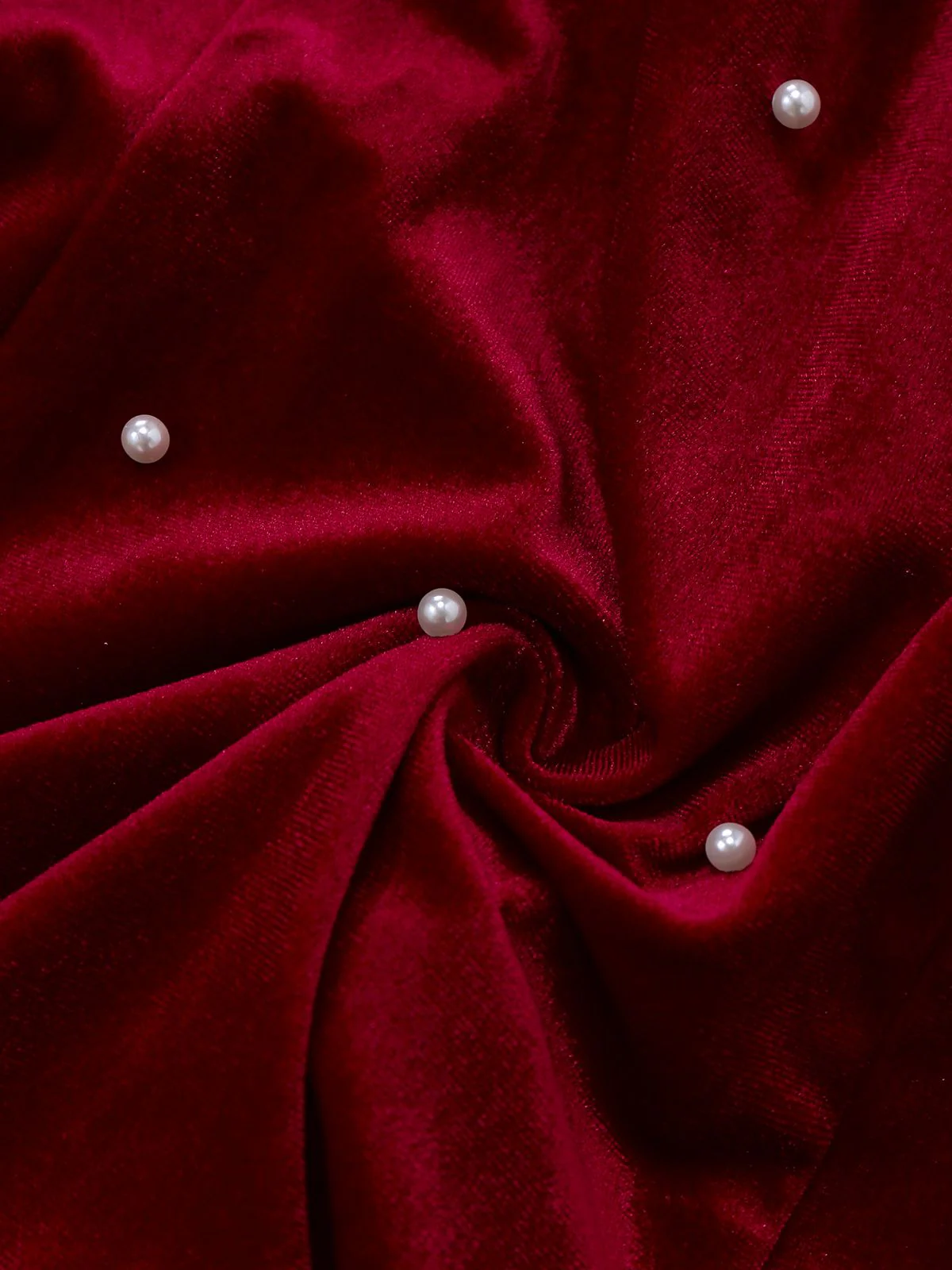 Rot 1960er Weihnachten Perlen Bogen Samt Kleid - Image 7