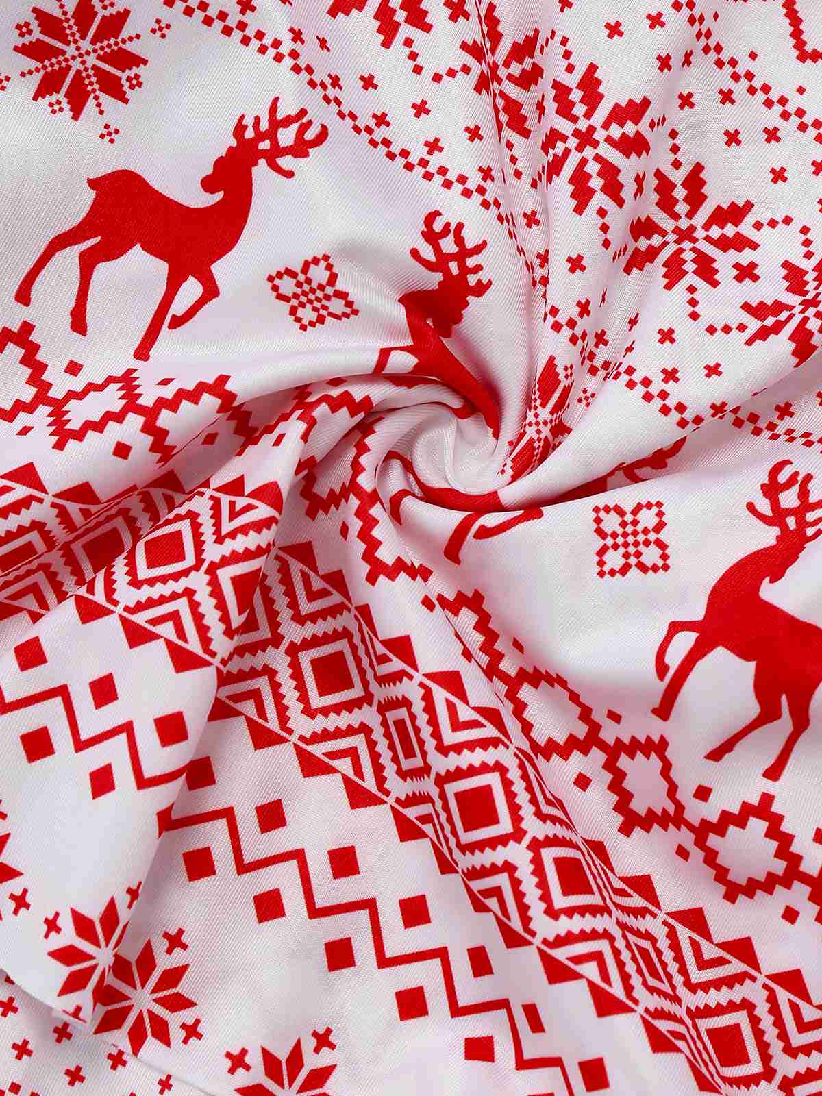 Rot 1960er Weihnachten Reindeer Schnürung Rückenfrei Kleid - Image 7