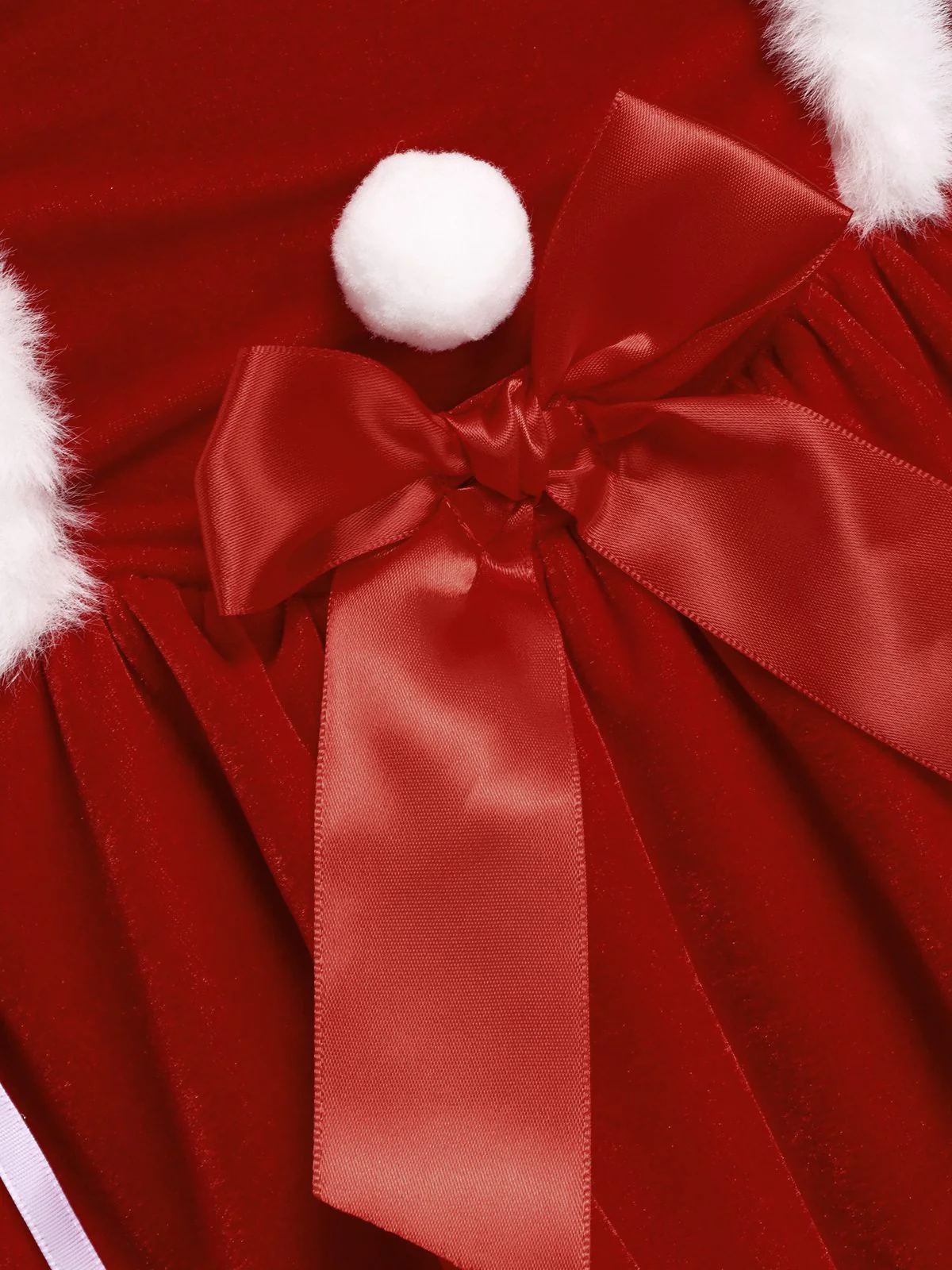 Rot 1960er Weihnachten Samt Doppelschicht Kleid - Image 5