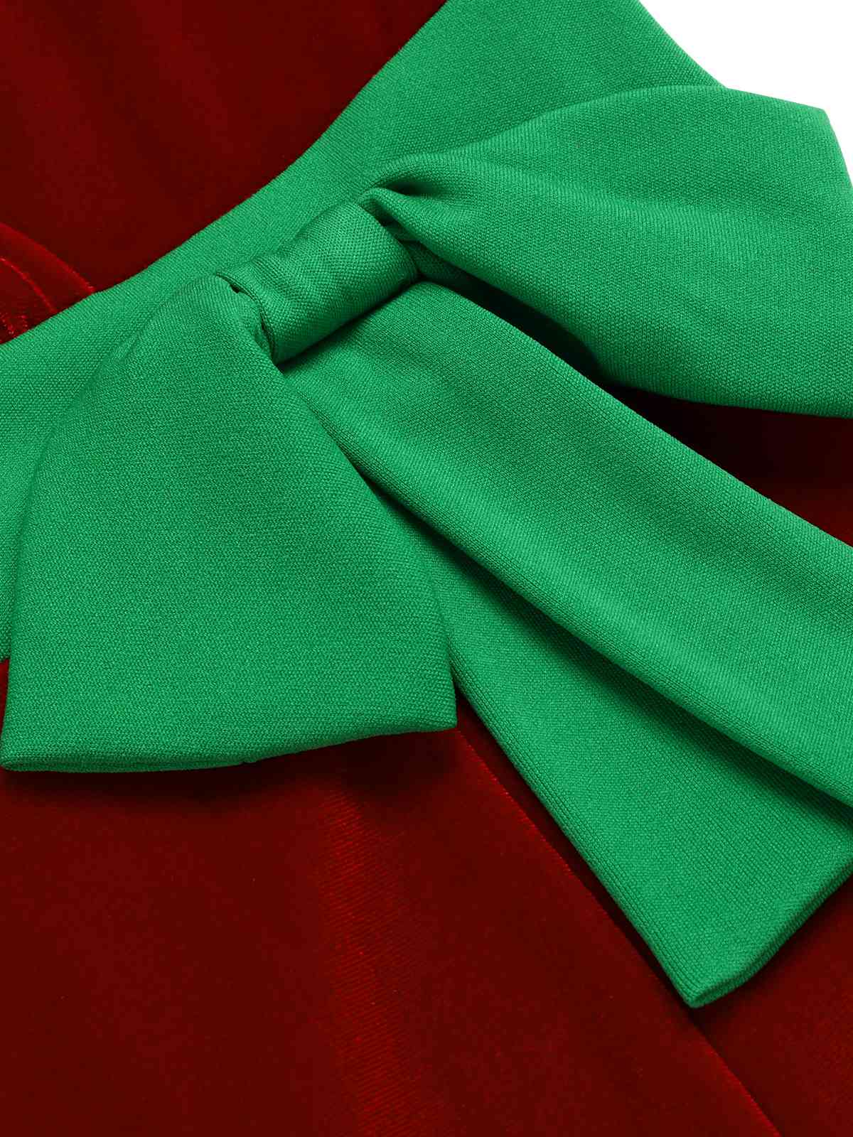 Rot 1960er Weihnachten Wellensaum Kontrast Kleid - Image 6