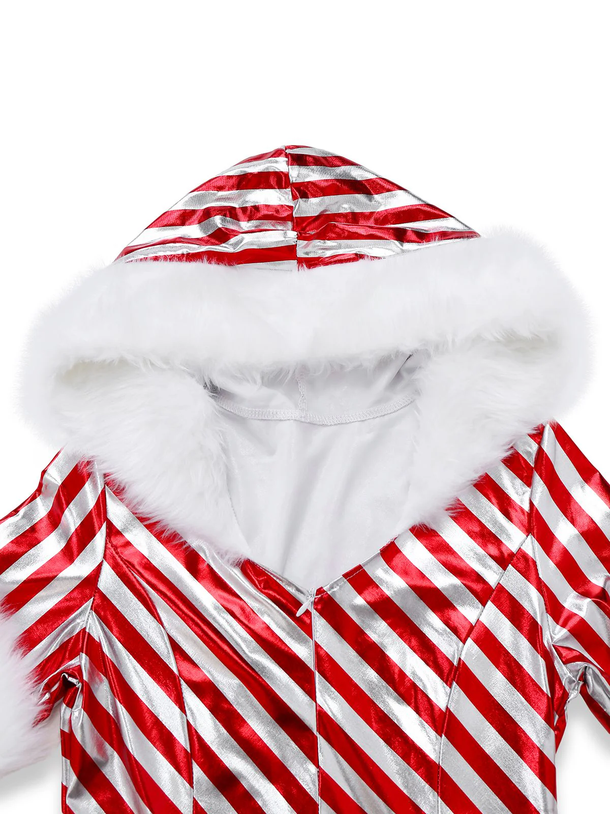 Rot 1960er Zuckerstange Streifen Kapuze Kleid & Beinwärmer - Image 4