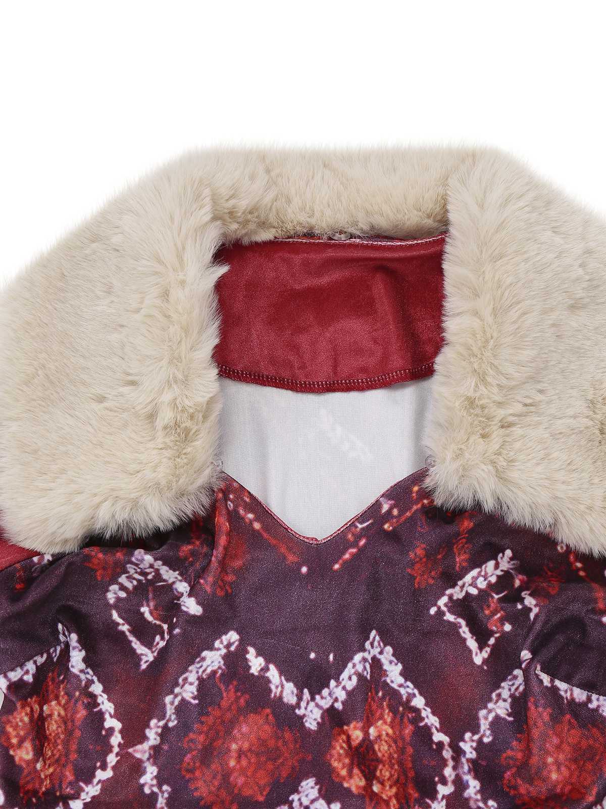 Rot 1970er Abnehmbar Pelz Kragen Boho Kleid - Image 4