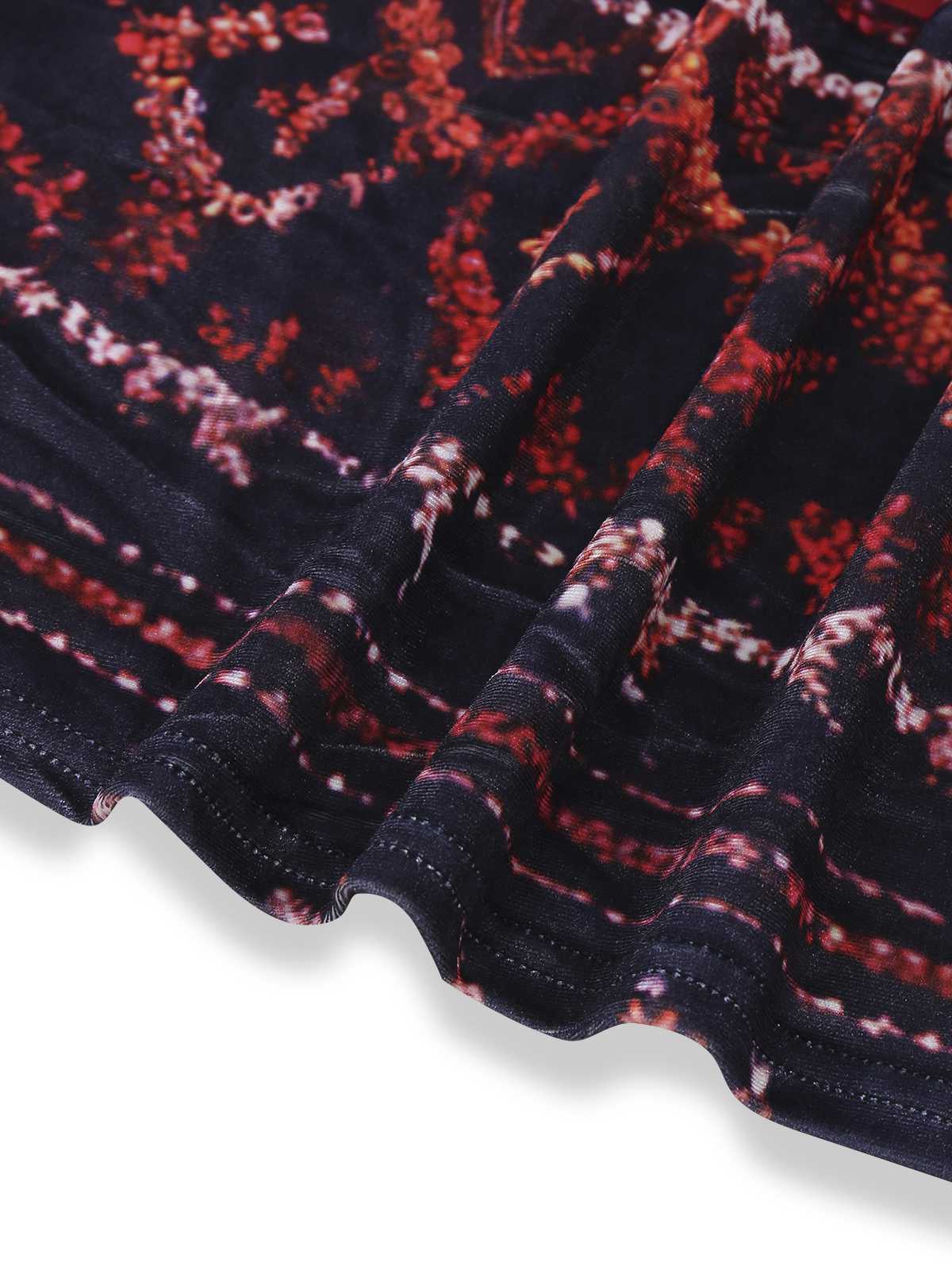 Rot 1970er Abnehmbar Pelz Kragen Boho Kleid - Image 7